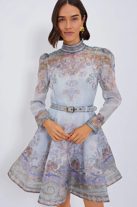 Blue Paisley Eden Belted Mini Dress Casual Mini Dress with Pockets