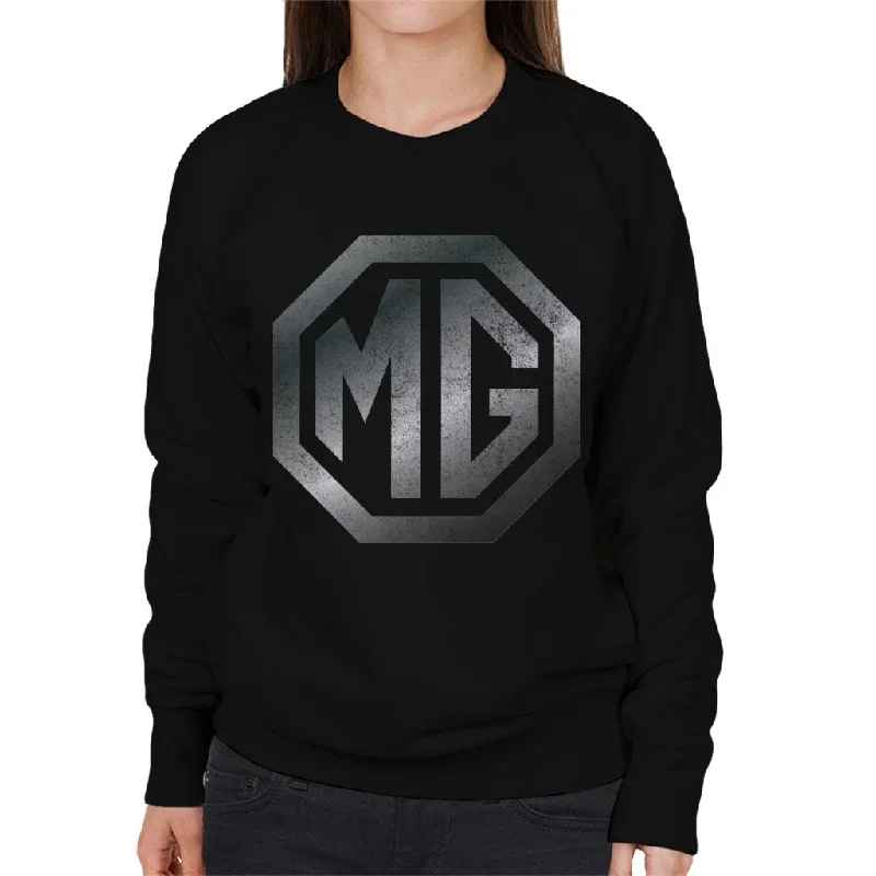 MG Chrome Logo British Motor Heritage Women's Sweatshirt Hoodie with Drop Shoulder Relaxed Streetwear