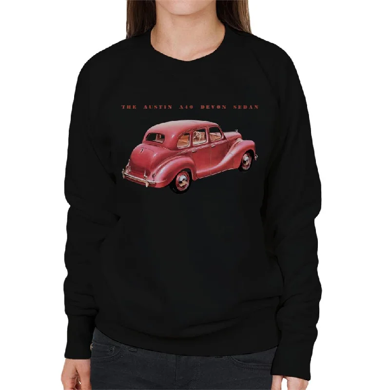 Austin A40 Devon Sedan British Motor Heritage Women's Sweatshirt Hoodie with Double Zipper Versatile Adjustable