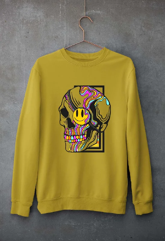 Trippy Psychedelic Skull Emoji Unisex Sweatshirt for Men/Women Hoodie with Back Slit Movement Comfort