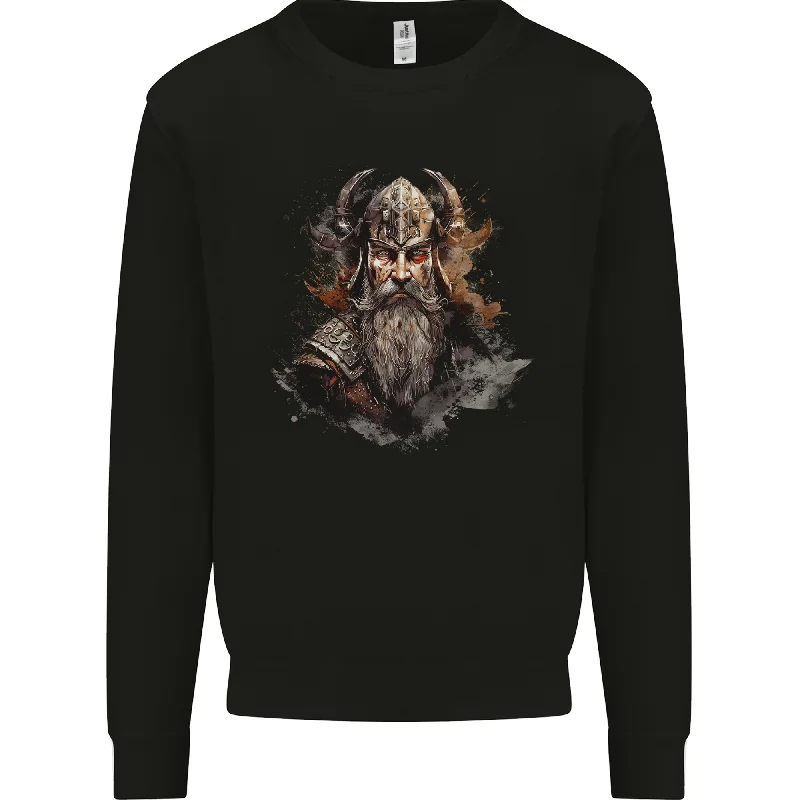 A Realistic Viking Warrior Mens Sweatshirt Jumper Hoodie with Contrast Stitching Detailed Premium