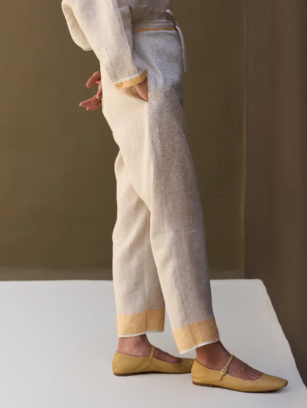 Inawi Border Linen Pant - Natural Casual Sweatpants Style