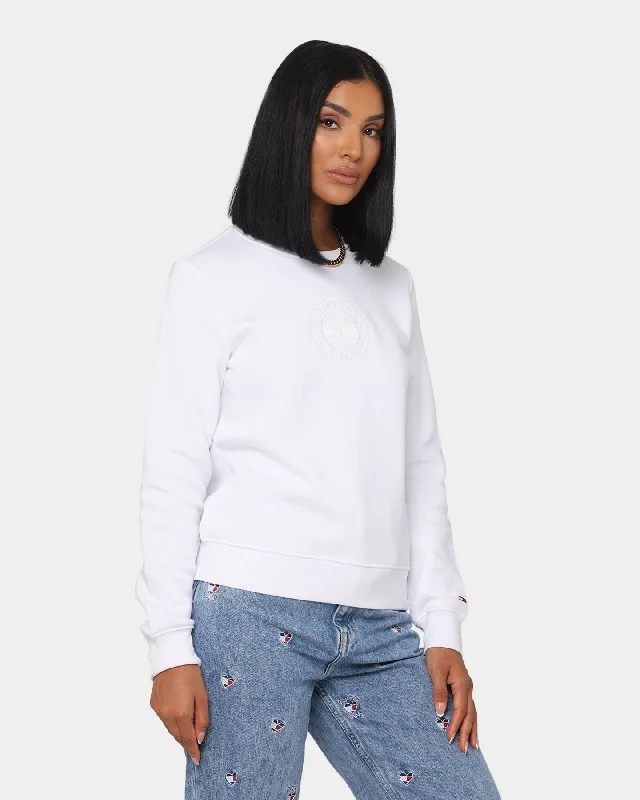 Tommy Jeans Women's Tonal Tommy Crewneck White Comfortable Drawstring Waist Jeans