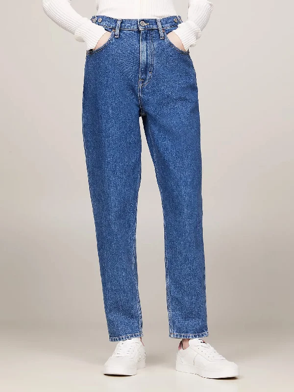 Γυναικείο παντελόνι τζιν MOM JEAN UH TPR TAB CG4139 DW0DW192431A5 | DW0DW192431A5 Chic Rip-Detail High-Waist Jeans