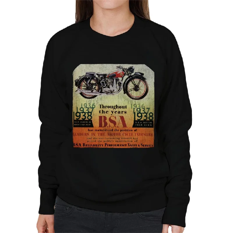 BSA Throughout The Years Women's Sweatshirt Hoodie with Hem Contrast Bold Stylish