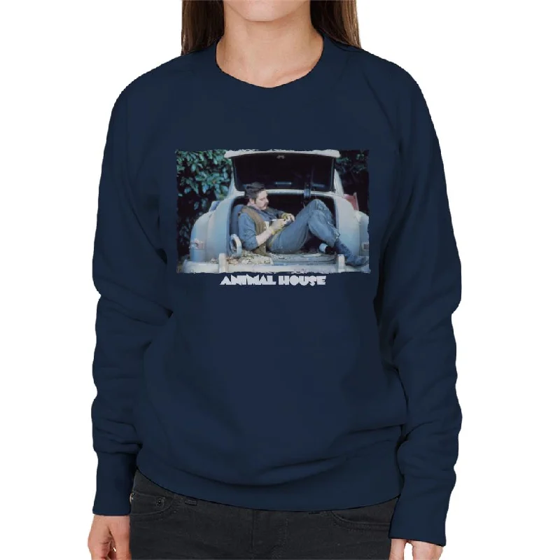 Animal House Daniel Simpson Sitting In Car Boot Women's Sweatshirt Hoodie with Toggle Buttons Decorative Unique