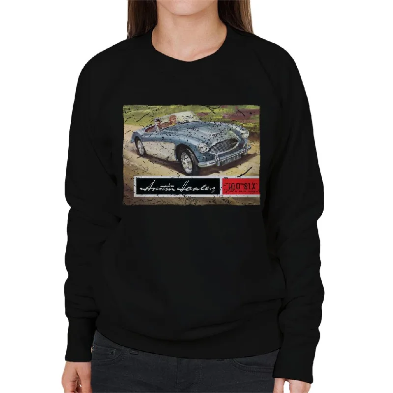 Austin Healey Country Road British Motor Heritage Women's Sweatshirt Hoodie with Set-In Sleeves Structured Classic