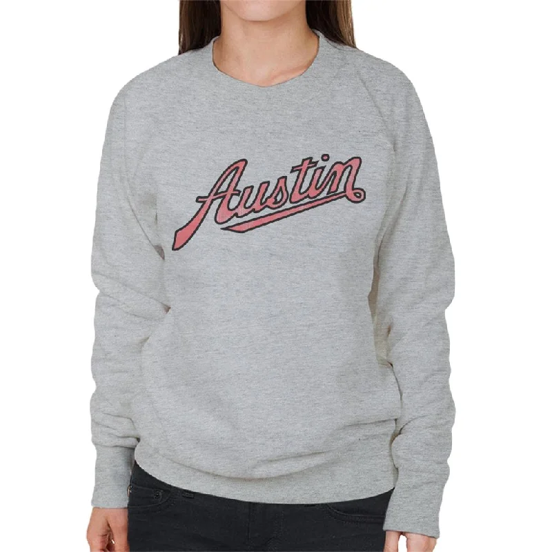 Austin Vintage Logo British Motor Heritage Women's Sweatshirt Hoodie with Monochrome Minimalist Simple