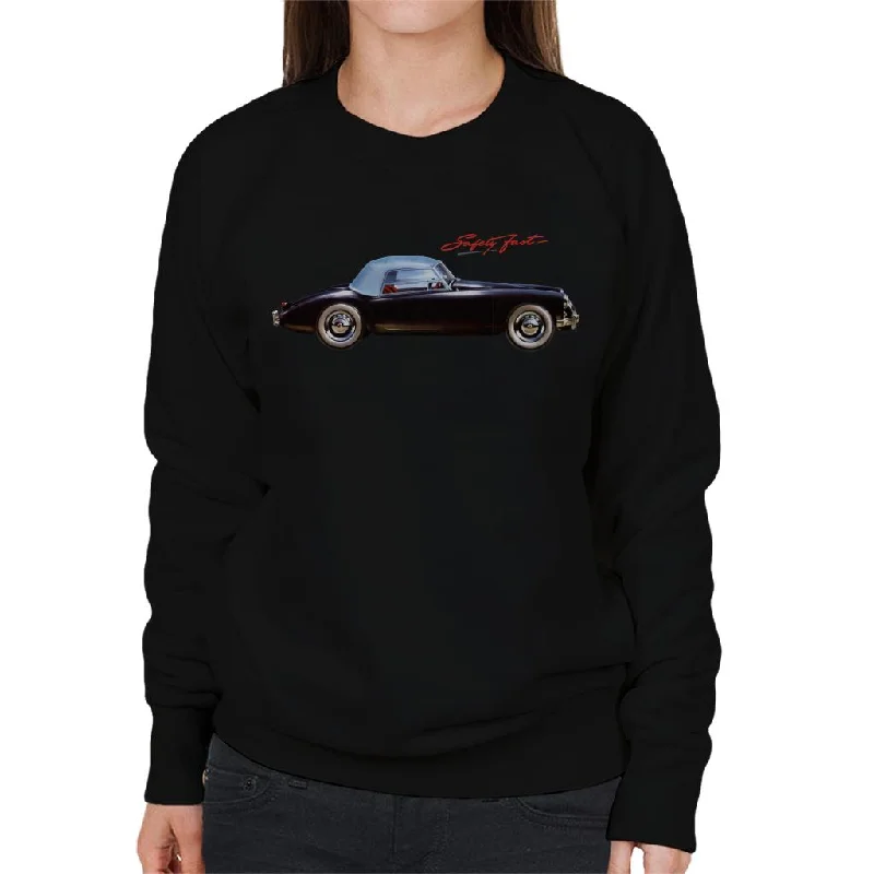 MG Safety Fast British Motor Heritage Women's Sweatshirt Hoodie with Ribbed Cuffs Snug Fit Comfort