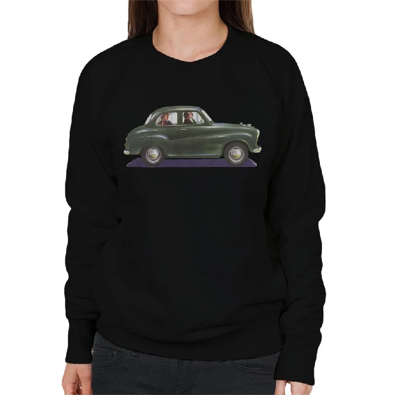 Austin A35 Green British Motor Heritage Women's Sweatshirt Hoodie with High-Low Hem Asymmetrical Trendy