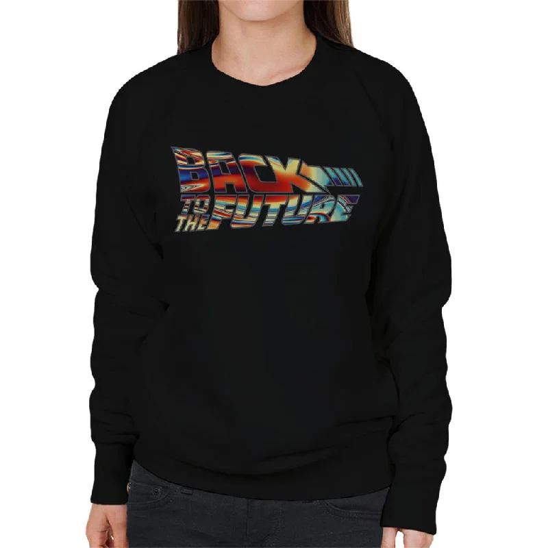 Back to the Future Psychedelic Logo Women's Sweatshirt Hoodie with Ribbed Cuffs Snug Fit Comfort