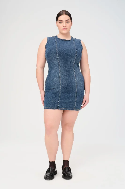  OPO PLUS - DENIM MINI DRESS | TAKE OFF Comfortable Ruffle Mini Dress