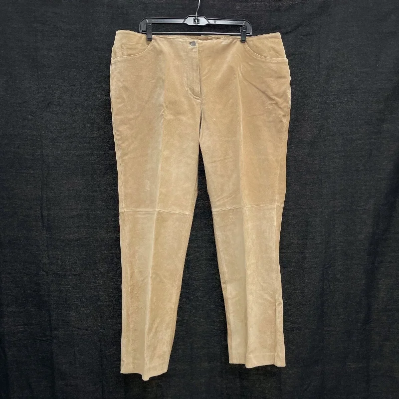 Wmns 90s Vintage VENEZIA JEANS Tan Genuine Suede Leather Pants Sz 20 Stylish Stone-Wash Denim Jeans