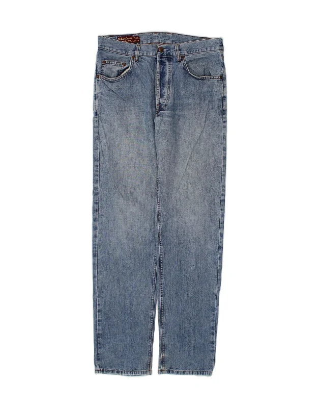 MARLBORO CLASSICS Mens Straight Jeans W31 L34 Blue Cotton Elegant High-Waisted Flared Jeans