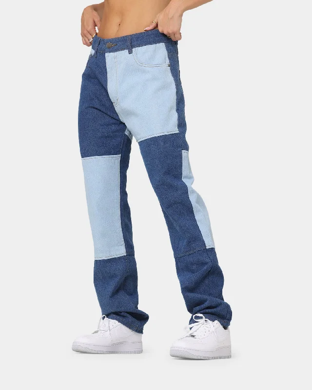 XXIII Rehan Patchwork Jeans Blue/Light Blue Fashionable Cropped Denim Jeans