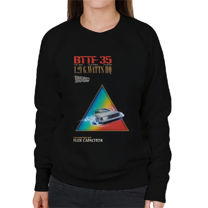 Back to the Future Delorean 1 21 G Watts Hq Colour Fade Women's Sweatshirt Hoodie with Hem Drawcord Adjustable Customizable