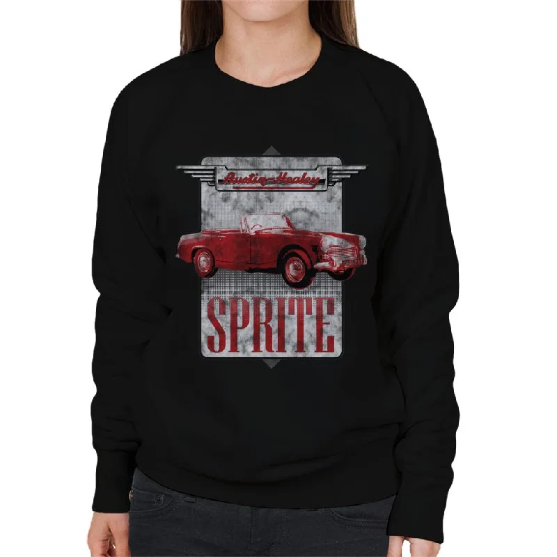 Austin Healey Sprite British Motor Heritage Women's Sweatshirt Hoodie with Hem Applique Textured Unique