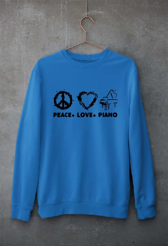 Peace Love Piano Unisex Sweatshirt for Men/Women Hoodie with Side Slits Relaxed Casual