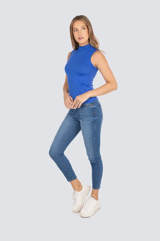 Jeans azul cintura media Casual Bootcut Ripped Jeans