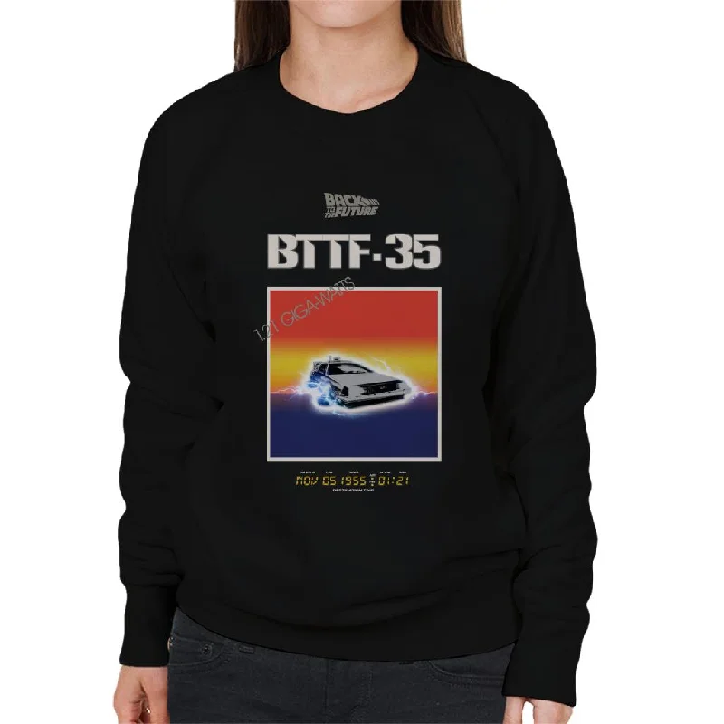 Back to the Future 35th Anniversary Sunset Women's Sweatshirt Hoodie with Tied Waist Feminine Flattering