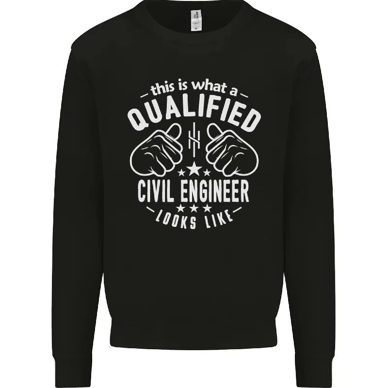 A Qualified Civil Engineer Looks Like Mens Sweatshirt Jumper Hoodie with Puffed Sleeves Voluminous Trendy