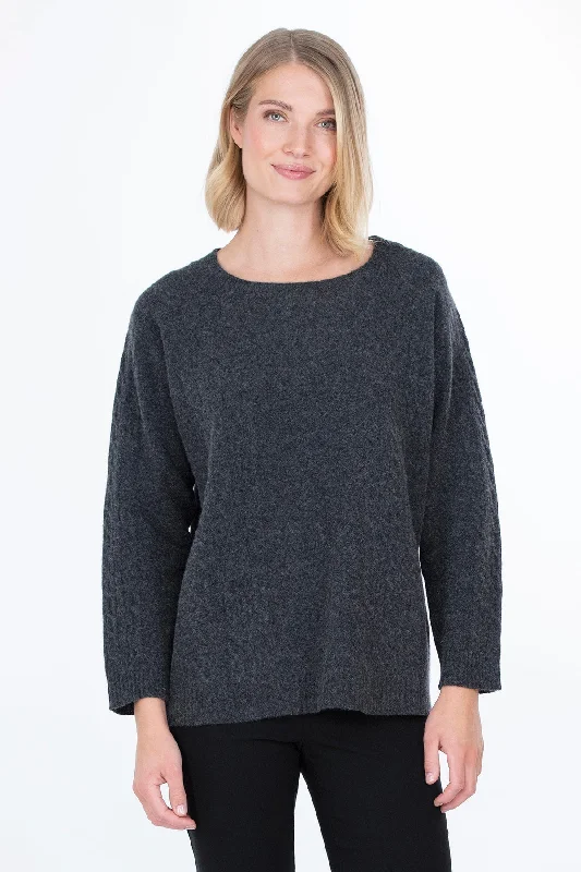 Vaara Knitted Sweater Dark Grey Graphic Sweater Embroidered Appliqued