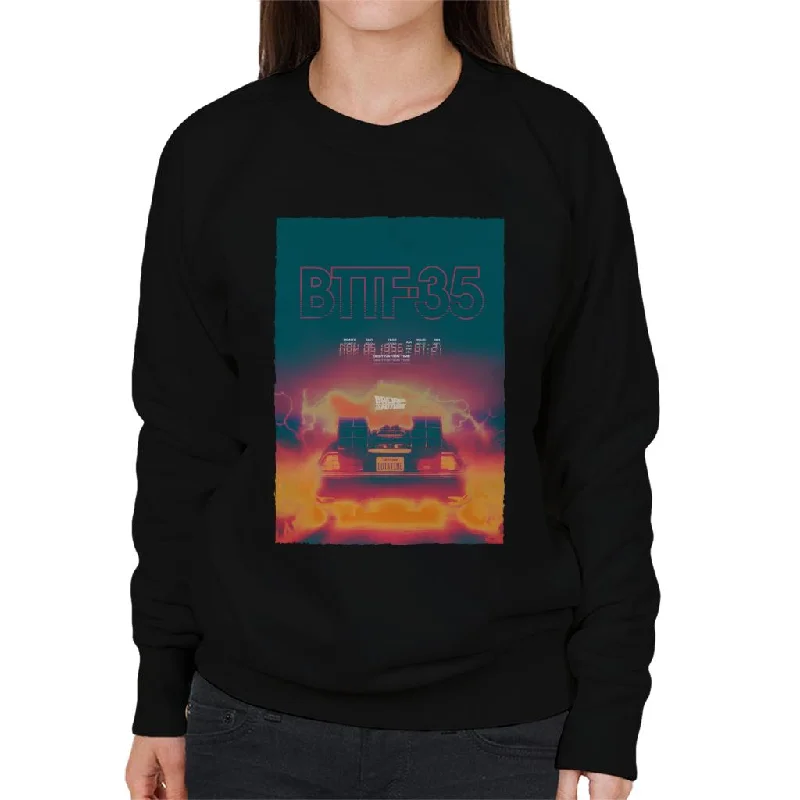 Back to the Future Delorean 35 Electric Flames Women's Sweatshirt Hoodie with Oversized Fit Loose Comfortable