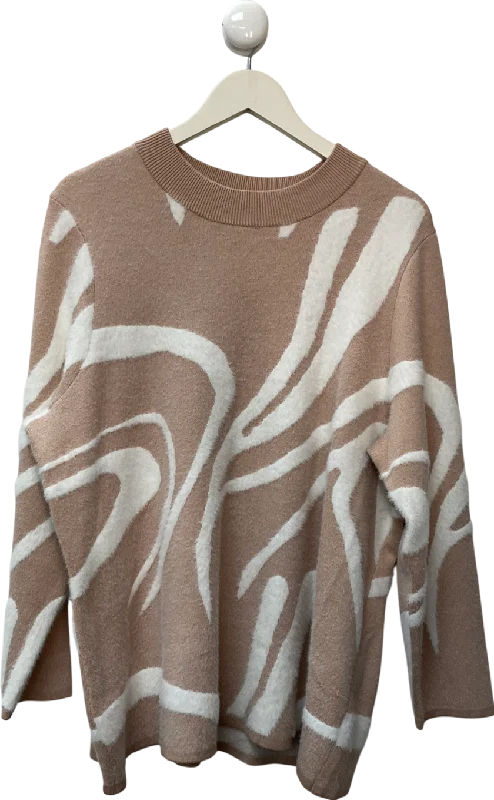 Ninaleonard Beige Marble Knitted Jumper UK XXXL Denim Fabric Leather Fabric Suede Fabric