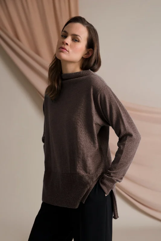 Claire Loose Fit Jumper Dark Taupe Spandex Blend Rayon Blend Denim Blend