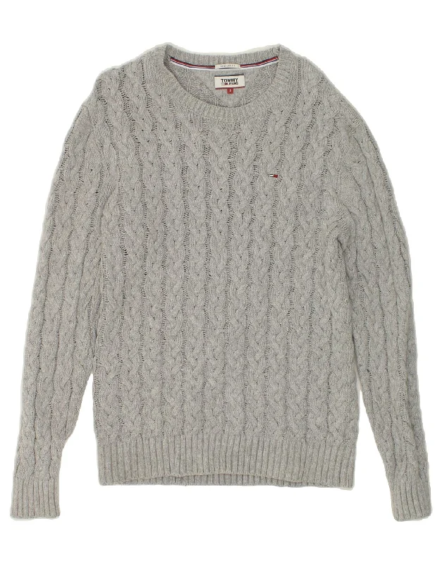 TOMMY HILFIGER Mens Regular Fit Boat Neck Jumper Sweater Small Grey Cotton Stylish Fashionable Trendy