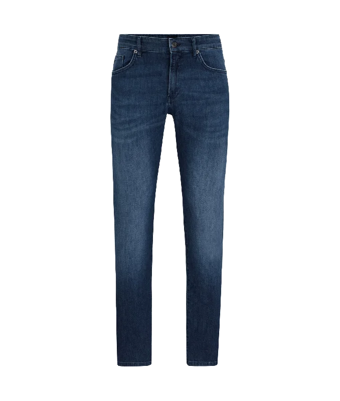 Slim-fit Jeans Comfort-stretch Denim - Blue Trendy Wide-Leg High-Waist Denim