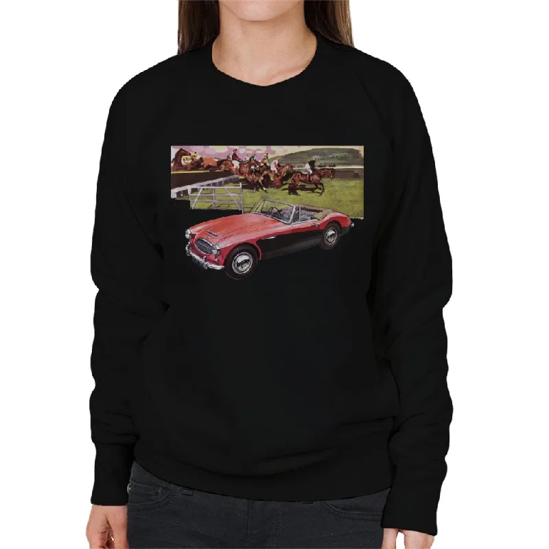 Austin Healey Sports Horses Jump British Motor Heritage Women's Sweatshirt Hoodie with Drawcord Adjustable Secure