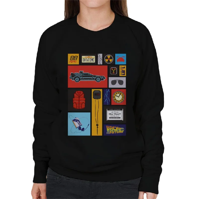 Back to the Future Tile Montage Women's Sweatshirt Hoodie with Print Artistic Unique