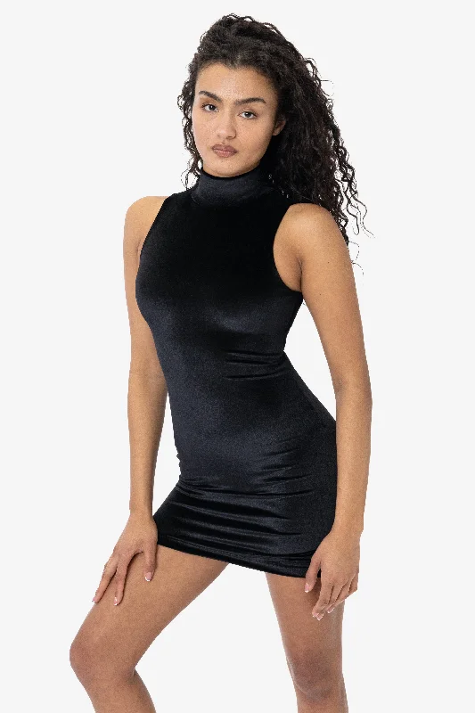 VVT3673 - Velvet Sleeveless Turtleneck Mini Dress Casual V-Neck Mini Dress