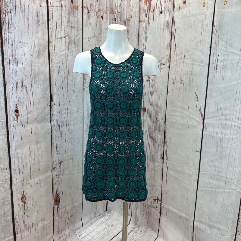 FREE PEOPLE NAVY TEAL CROCHET MINI DRESS SZ S TCC Classic Floral Mini Dress