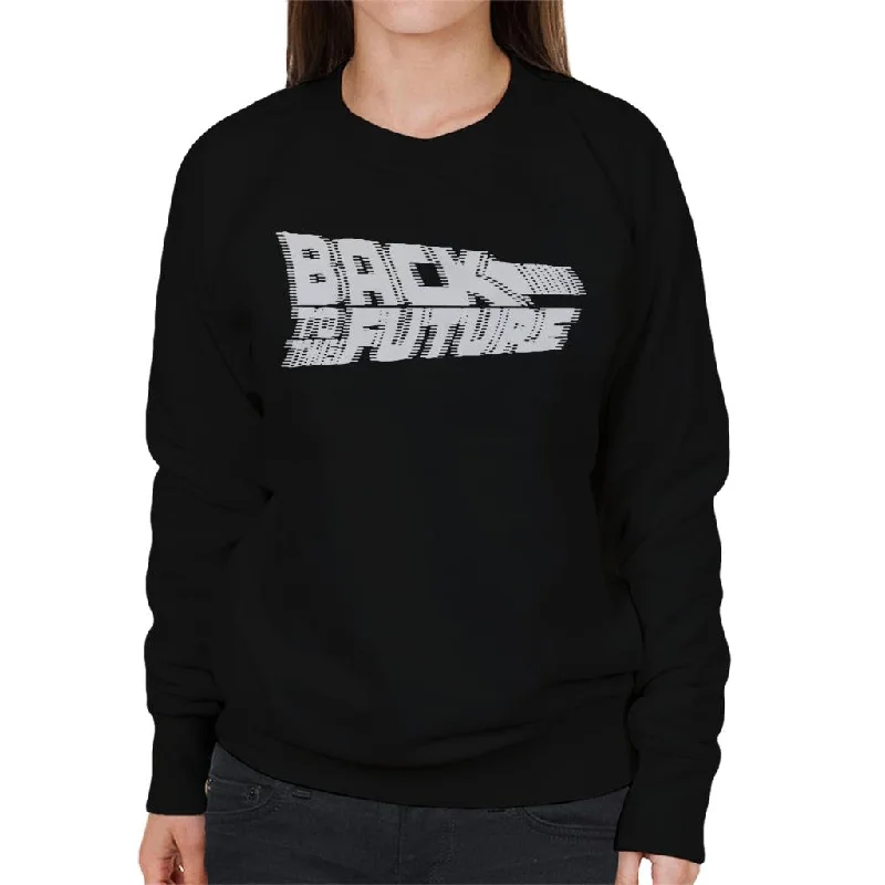 Back to the Future Blurred White Logo Women's Sweatshirt Hoodie with Front Slit Layering Stylish