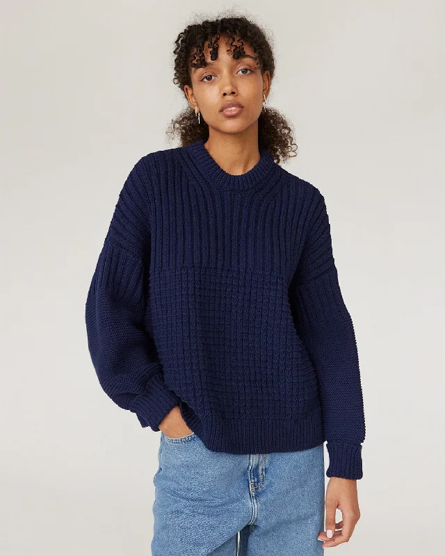 Delčia Cotton Sweater Navy Boxy Sweater Fitted Sweater A-Line