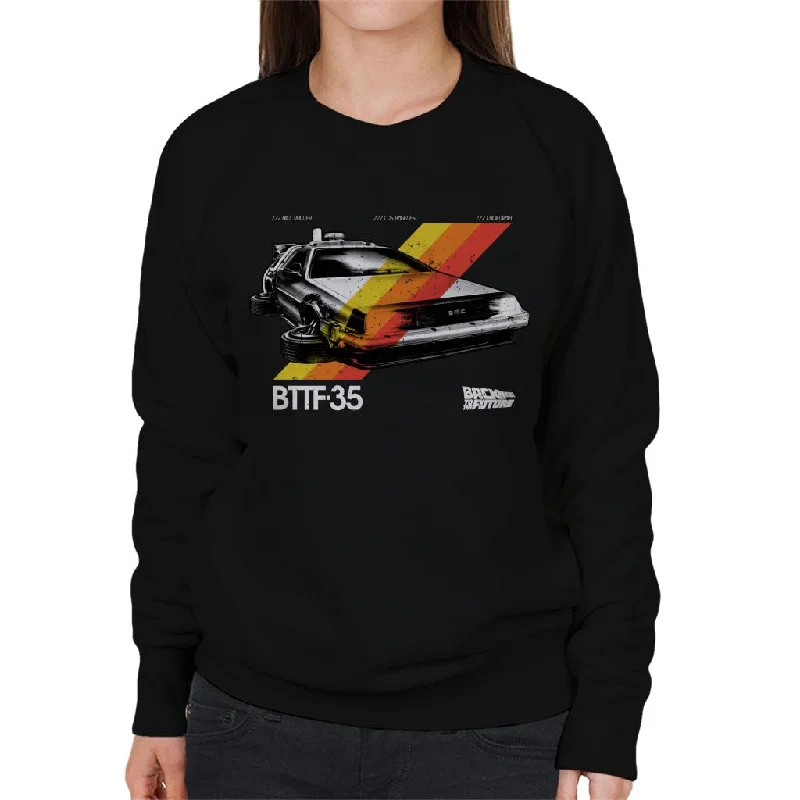 Back to the Future 35th Anniversary Delorean Stripes Women's Sweatshirt Hoodie with Toggle Buttons Decorative Unique