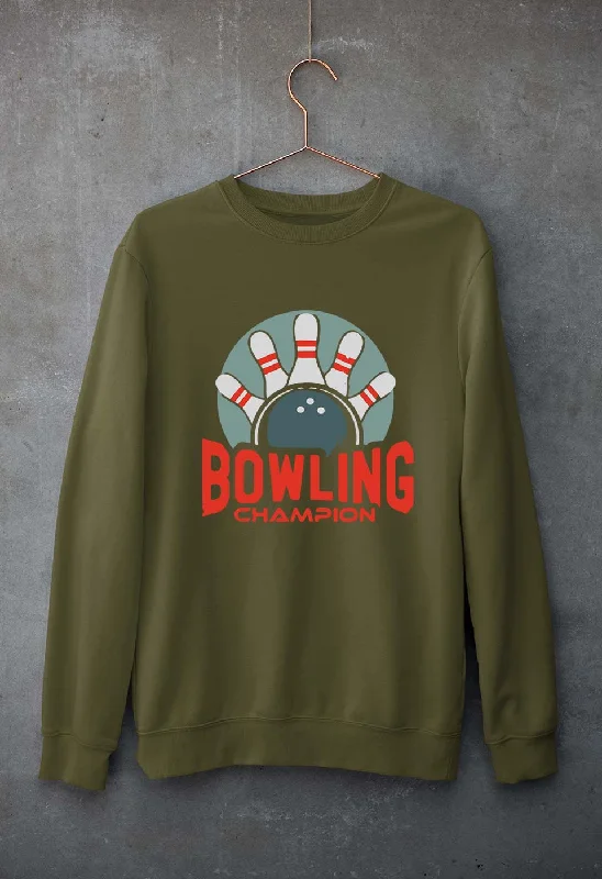 Bowling Champion Unisex Sweatshirt for Men/Women Hoodie with Mock Neck Collared Structured