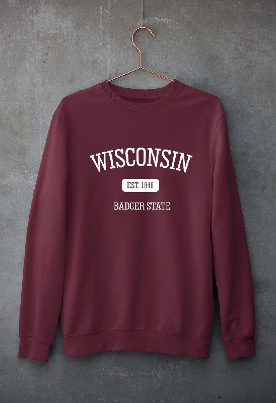 Varsity Wisconsin Unisex Sweatshirt for Men/Women Hoodie with Oversized Fit Loose Comfortable