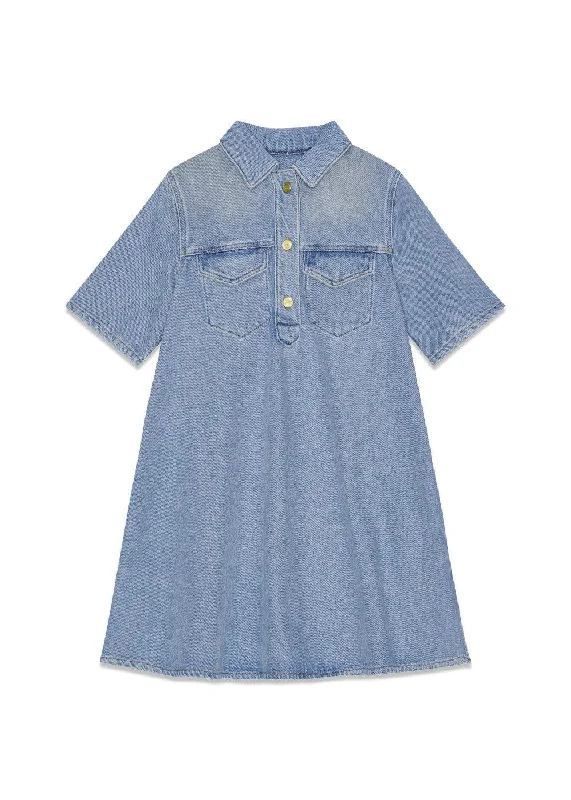 Heavy Denim Mini Dress - Tint Wash Cozy Knitted Mini Dress