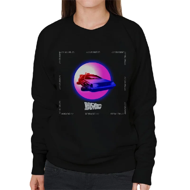 Back to the Future Delorean Purple Moon Women's Sweatshirt Hoodie with Button Placket Classic Preppy