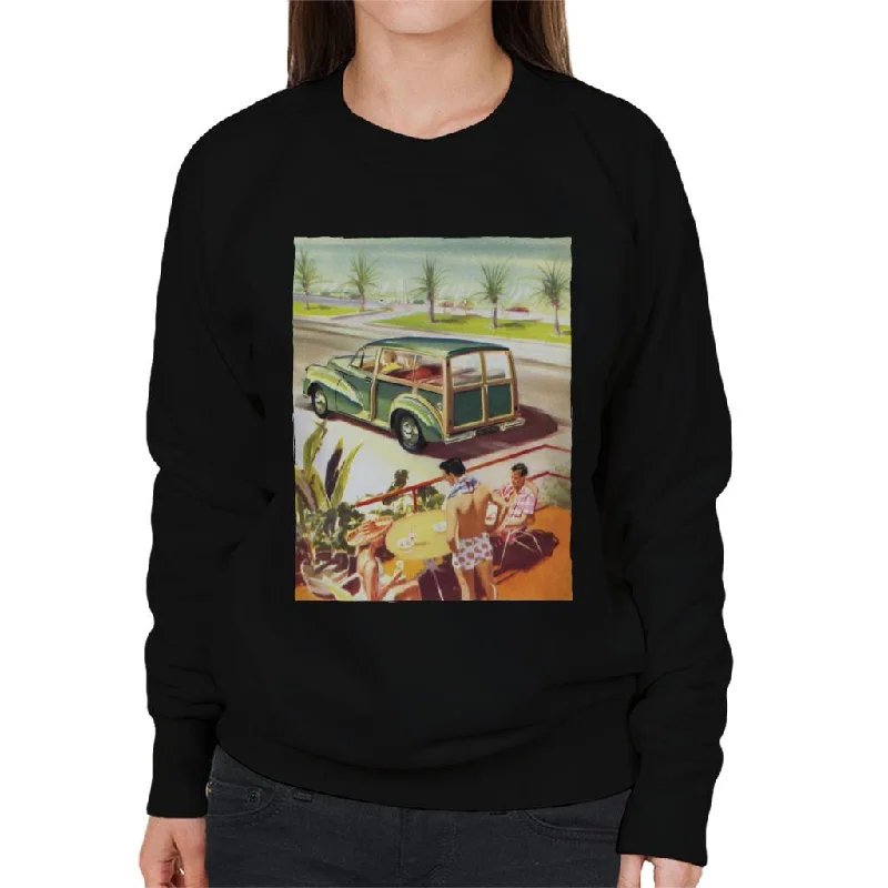 Morris Traveller Summer British Motor Heritage Women's Sweatshirt Hoodie with Tied Waist Feminine Flattering