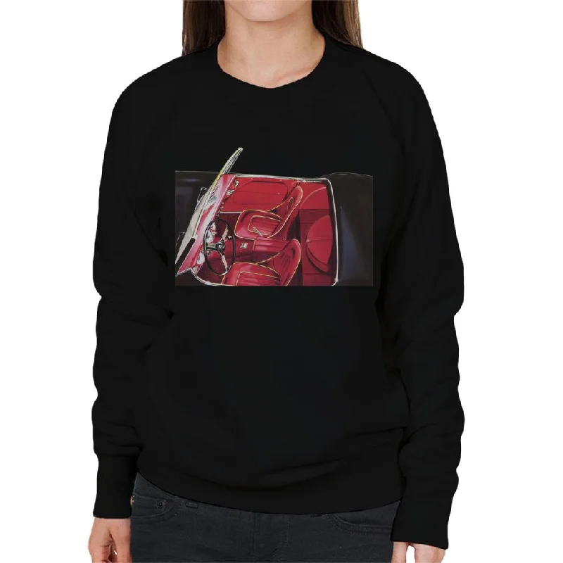 Austin Healey View Of Seats British Motor Heritage Women's Sweatshirt Hoodie with Rhinestones Sparkly Elegant