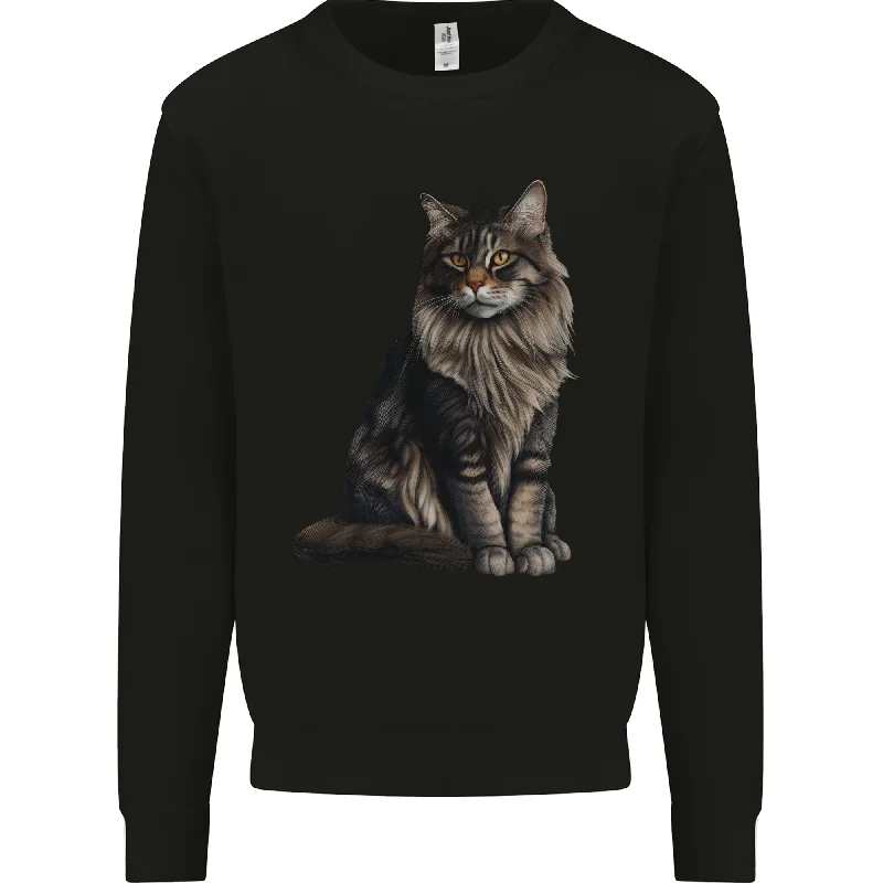 A Posing Cat Mens Sweatshirt Jumper Hoodie with Velcro Closure Adjustable Secure