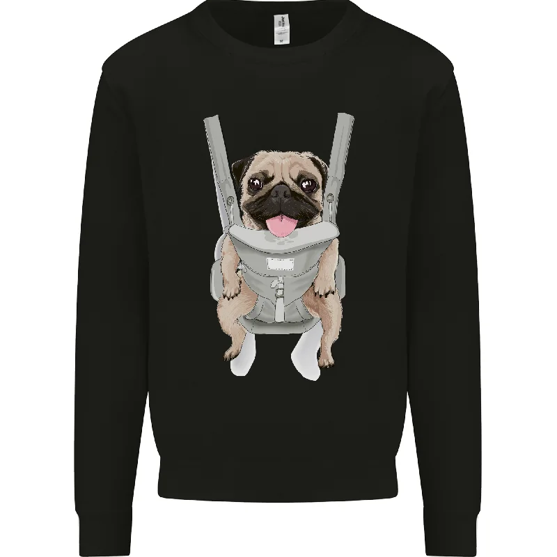 A Pug in a Baby Harness Funny Dog Mens Sweatshirt Jumper Hoodie with Emblem Brand Identity