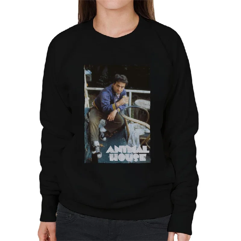 Animal House John Bluto Blutarsky Drinking Women's Sweatshirt Hoodie with Rolled Sleeves Casual Relaxed