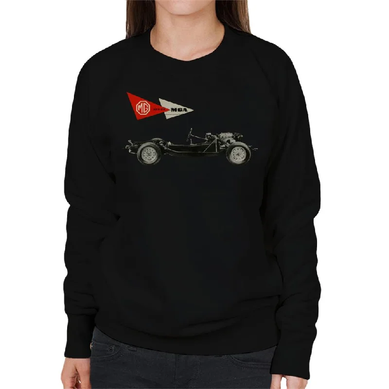 MG MGA Series British Motor Heritage Women's Sweatshirt Hoodie with Raglan Sleeves Sporty Comfortable