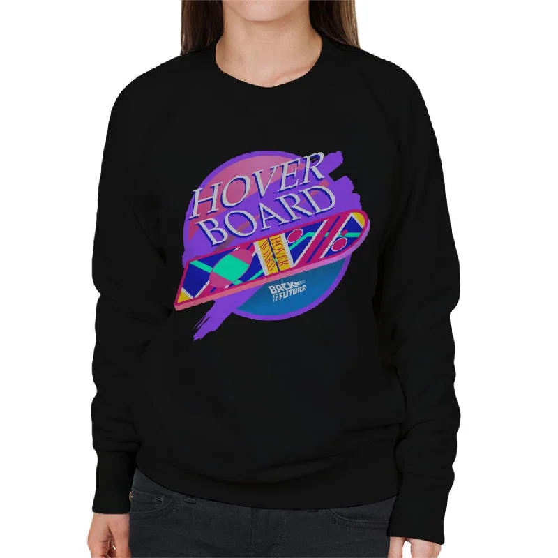 Back to the Future Marty Mcflys Vaporwave Hoverboard Women's Sweatshirt Hoodie with Rhinestones Sparkly Elegant