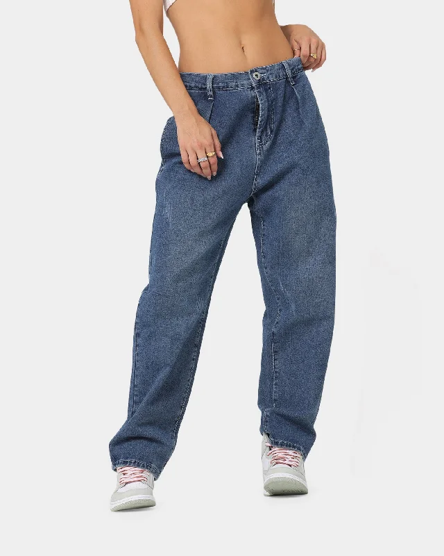 XXIII Jordy Pin Tuck Jeans Blue Trendy Colored Denim Jeans